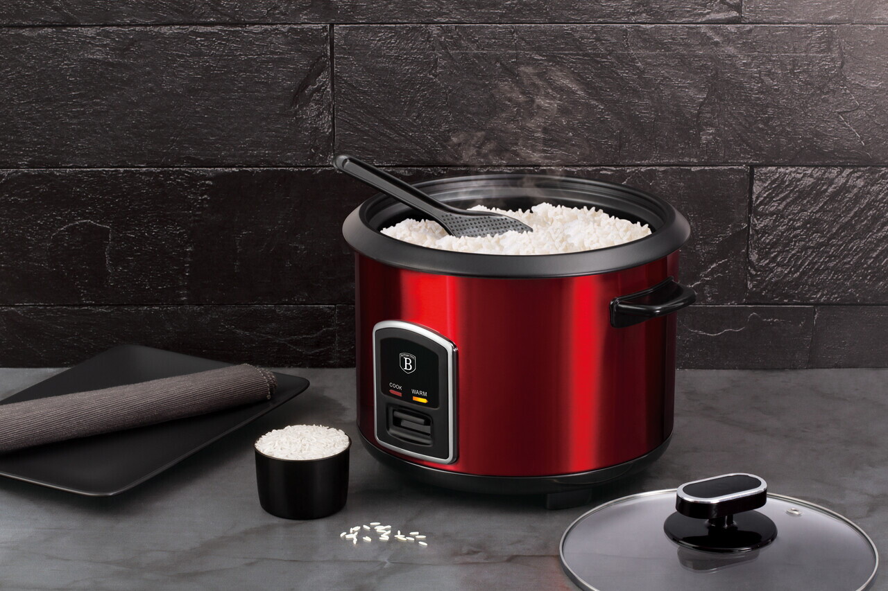 Oala electrica pentru orez Berlinger Haus, Burgundy, 700W, 1.8 L, inox/aluminiu, rosu - imagine 4